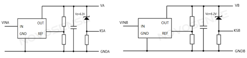 Positive and negative voltage regulation circuits.png